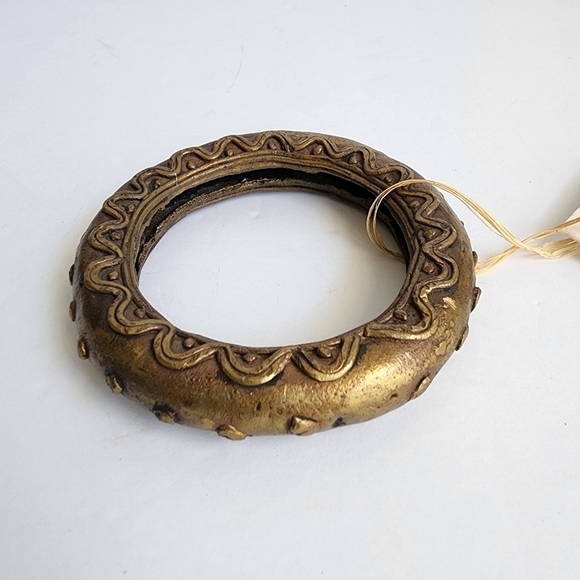 African Brass Bangle Bracelet Artisan Handmade Asante Ghana Tribal Currency - Picture 4 of 8
